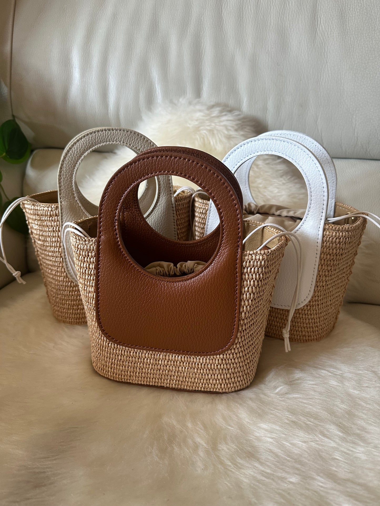 PARMILLA small- raffia and leather