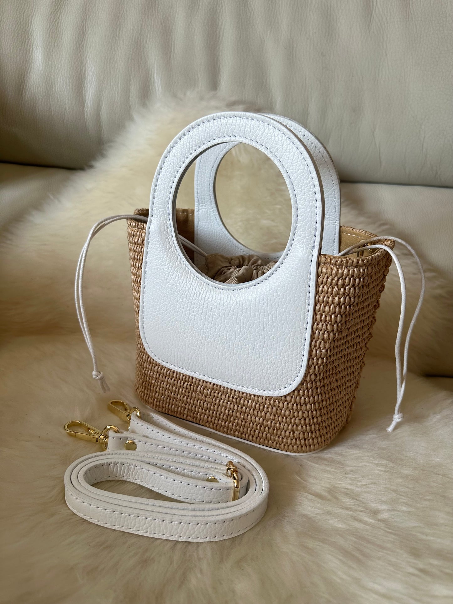 PARMILLA small- raffia and leather