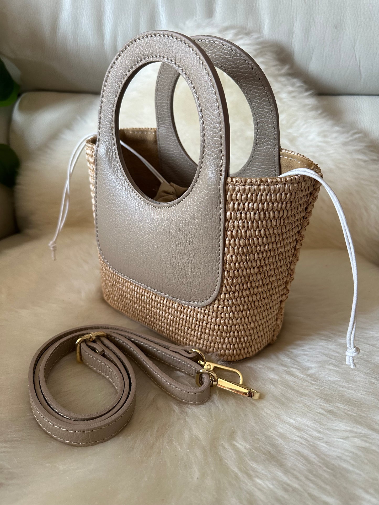 PARMILLA small- raffia and leather