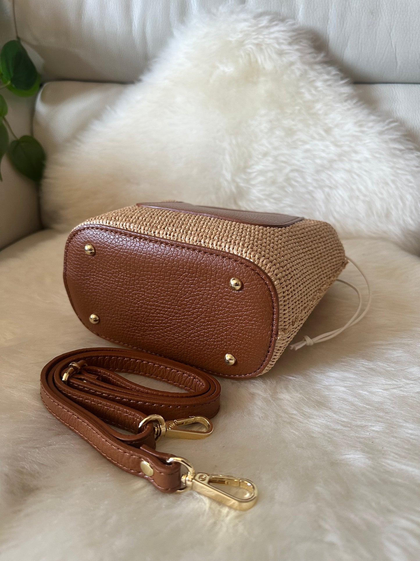 PARMILLA small- raffia and leather