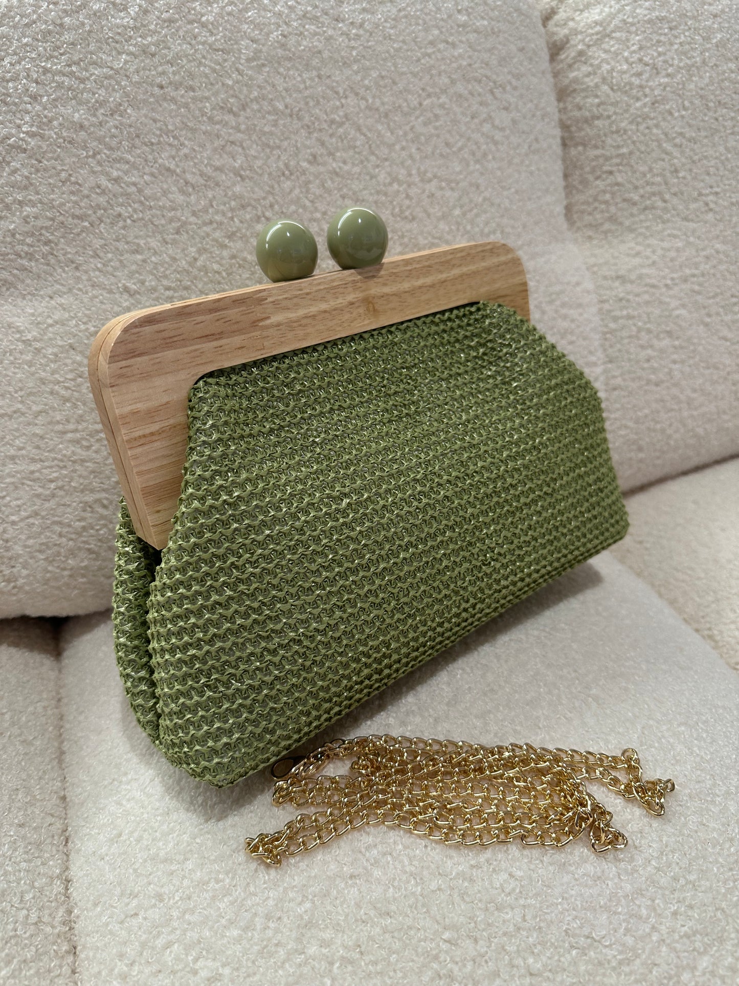 POLLY Clutch - Bast und Holz