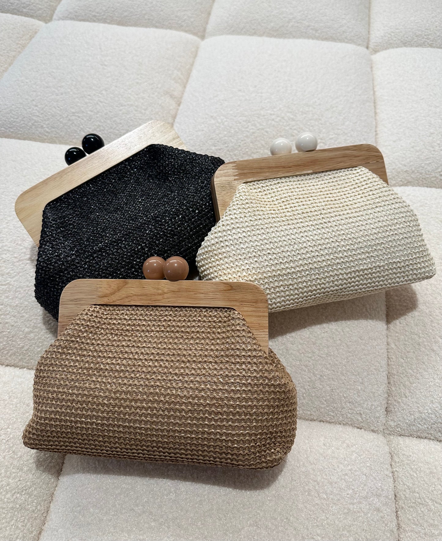POLLY Clutch - Bast und Holz