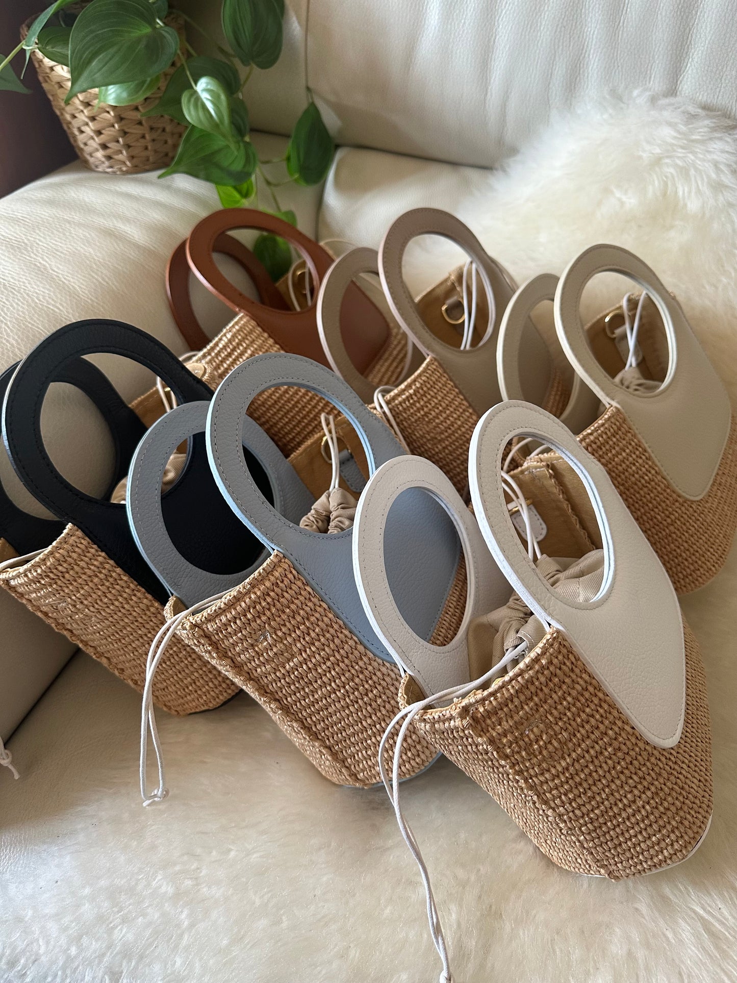 PARMILLA small- raffia and leather