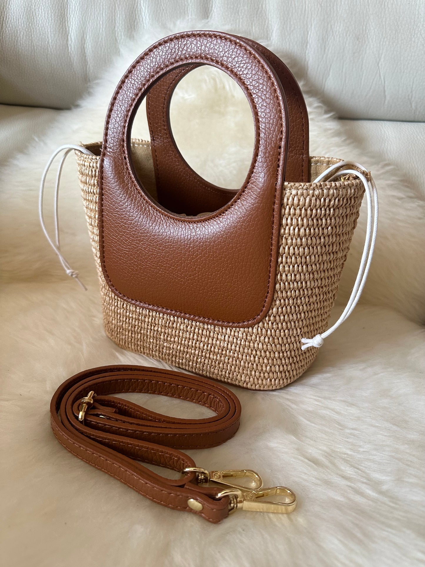 PARMILLA small- raffia and leather