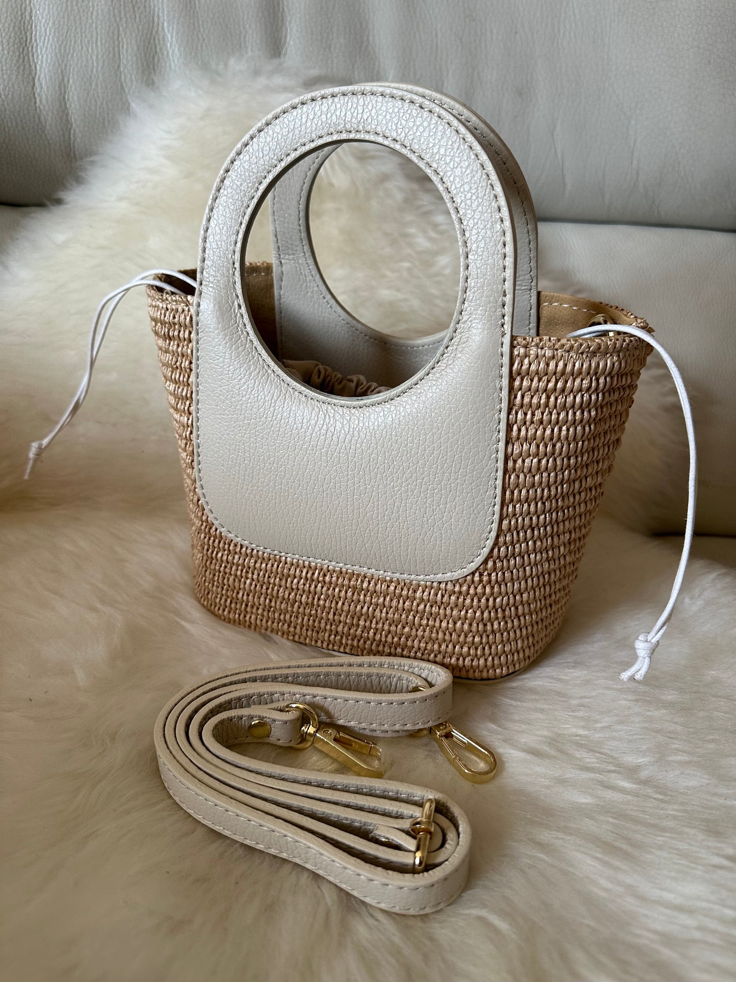 PARMILLA small- raffia and leather