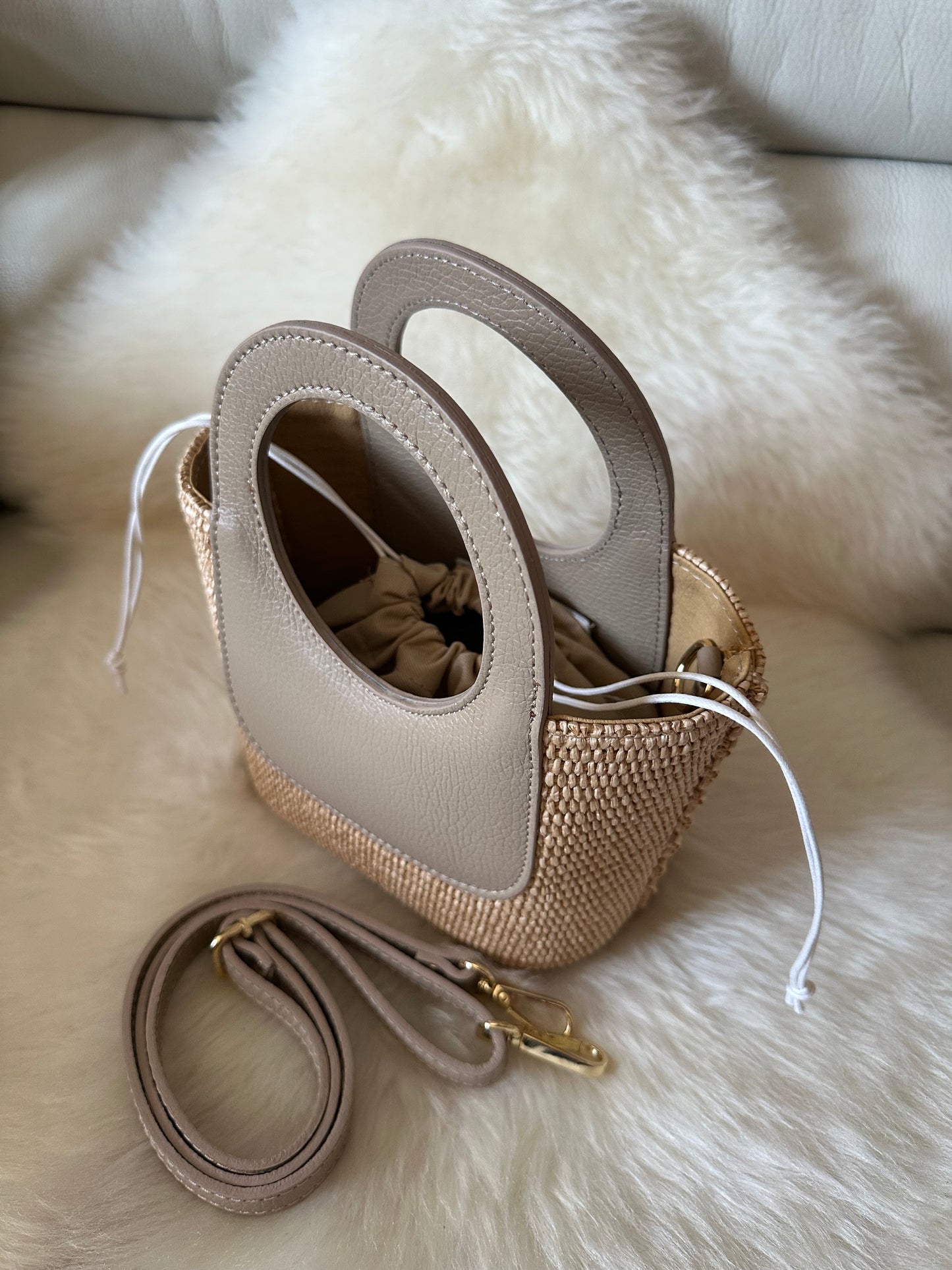 PARMILLA small- raffia and leather