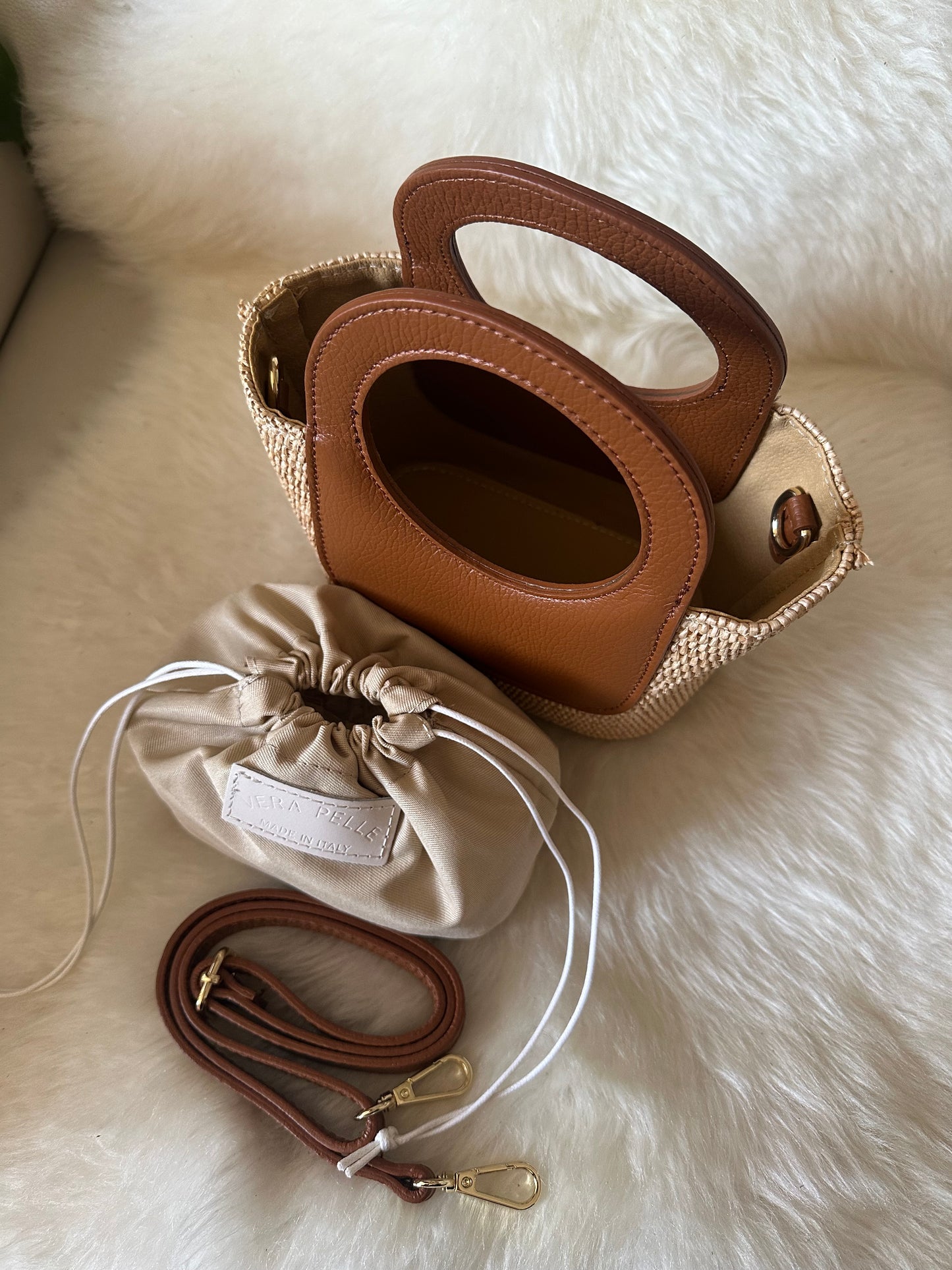 PARMILLA small- raffia and leather