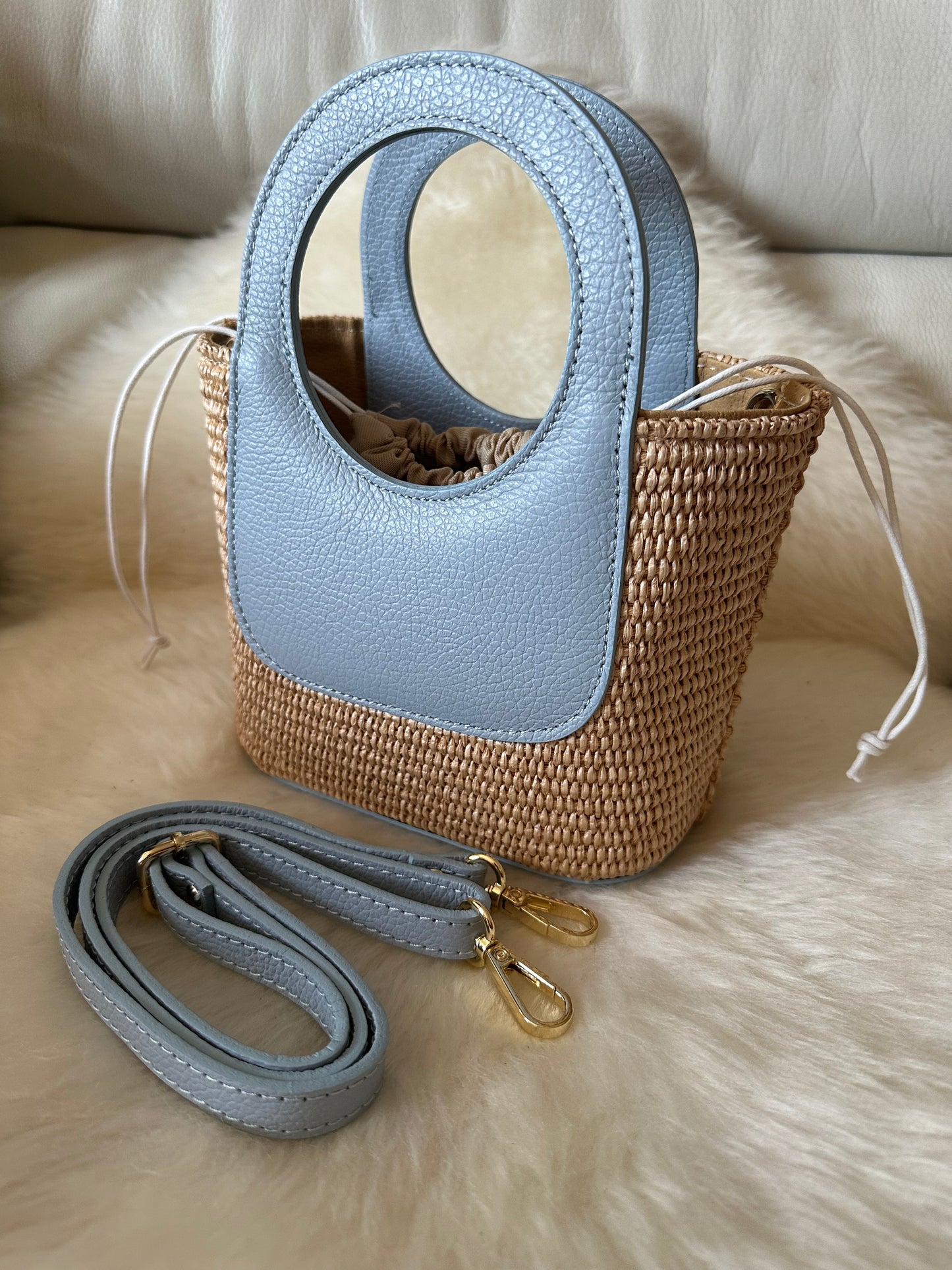 PARMILLA small- raffia and leather