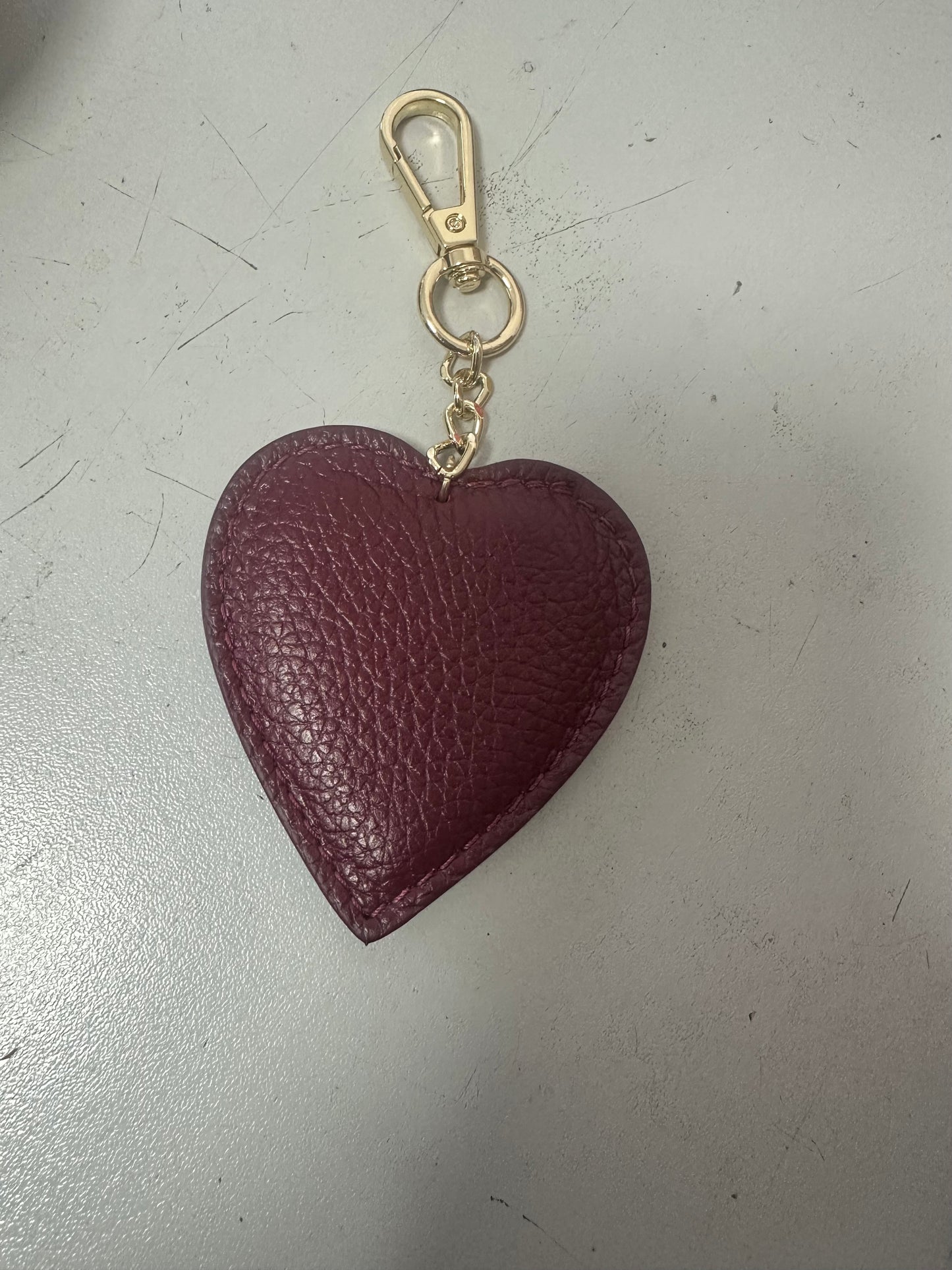 Heart keychain in real leather