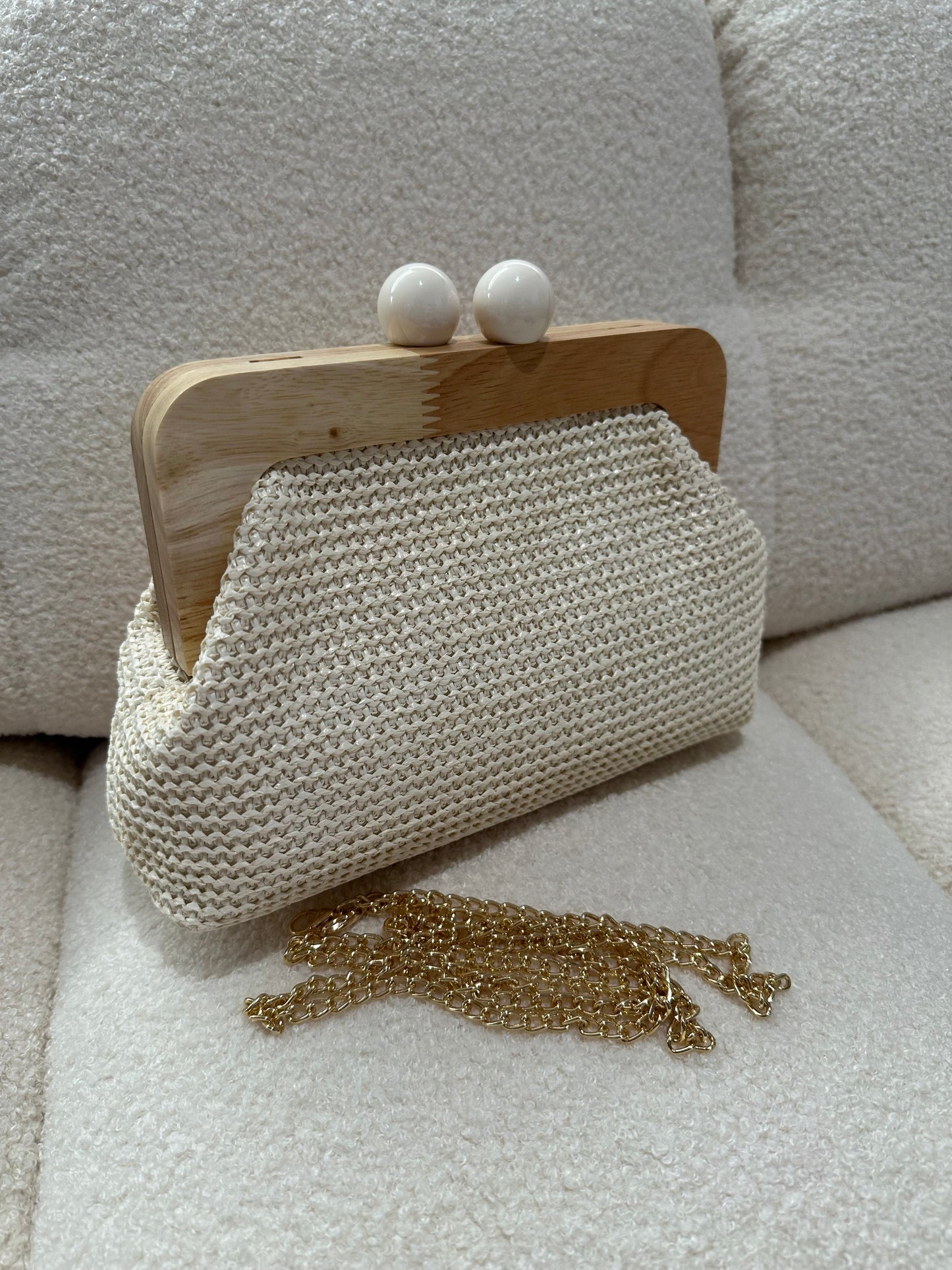 POLLY Clutch - Bast und Holz