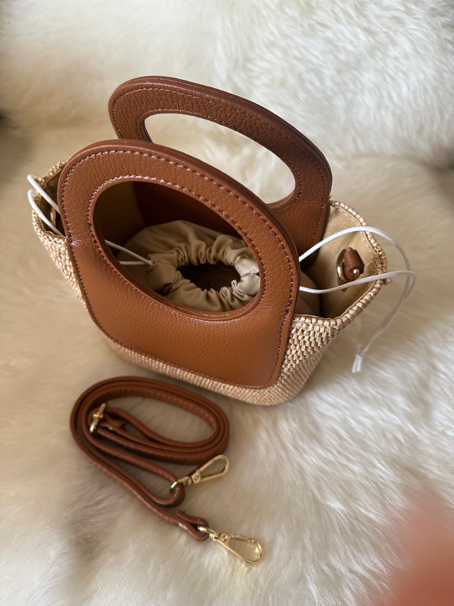 PARMILLA small- raffia and leather