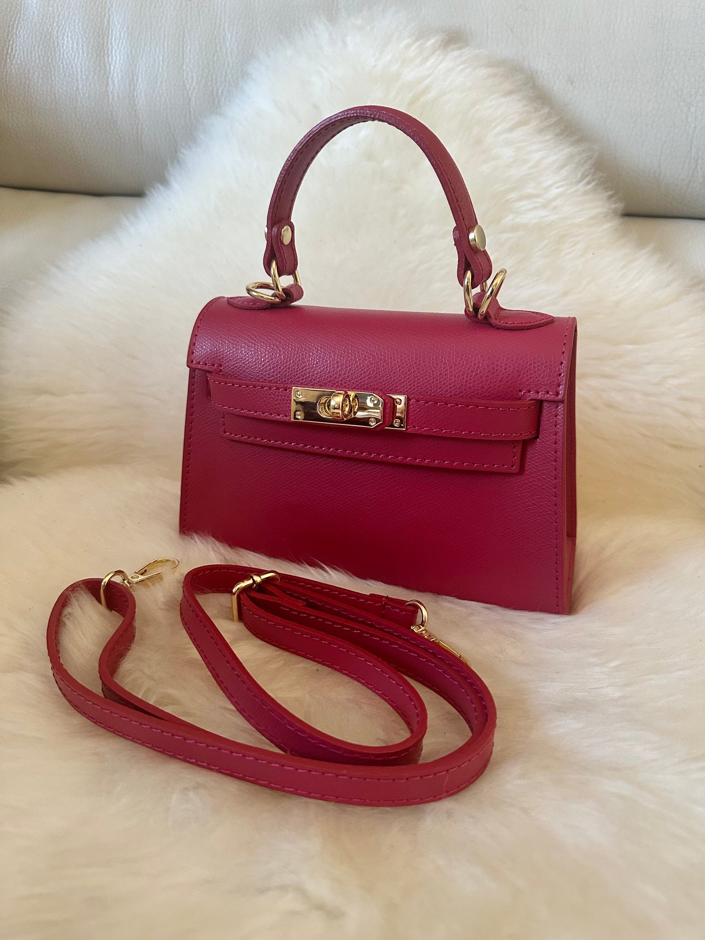 MINI K- Borsa a mano in vera pelle