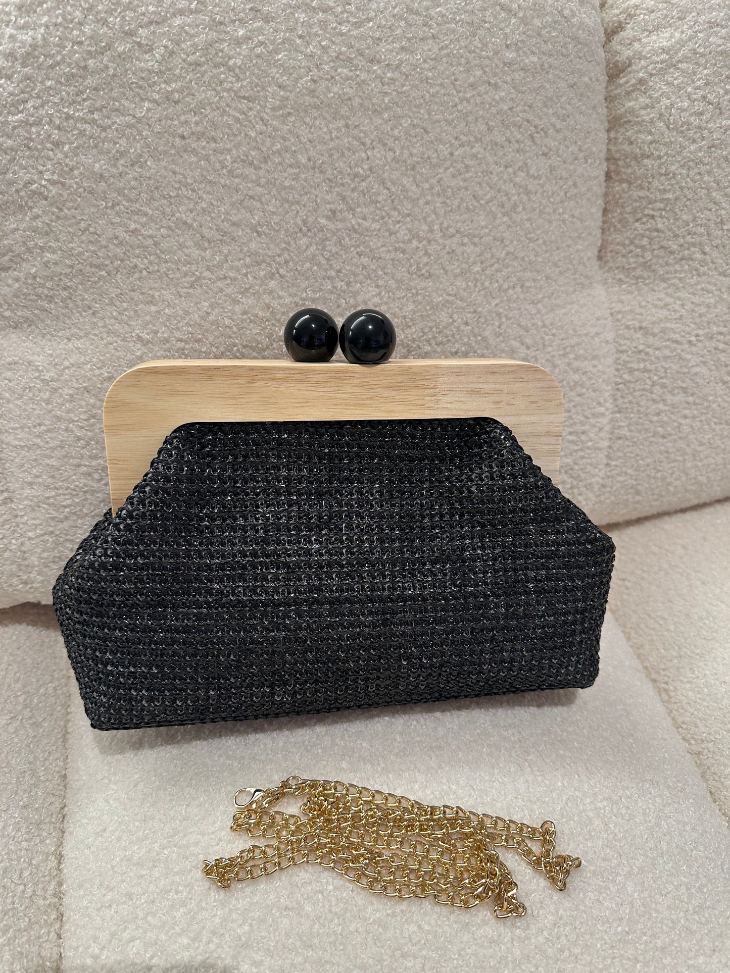 POLLY Clutch - Bast und Holz