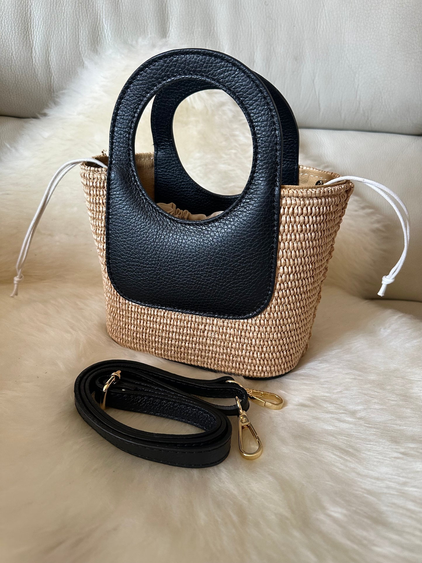 PARMILLA small- raffia and leather