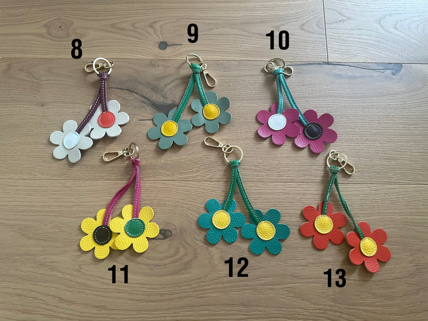 Portachiavi 2 fiori - Vera pelle