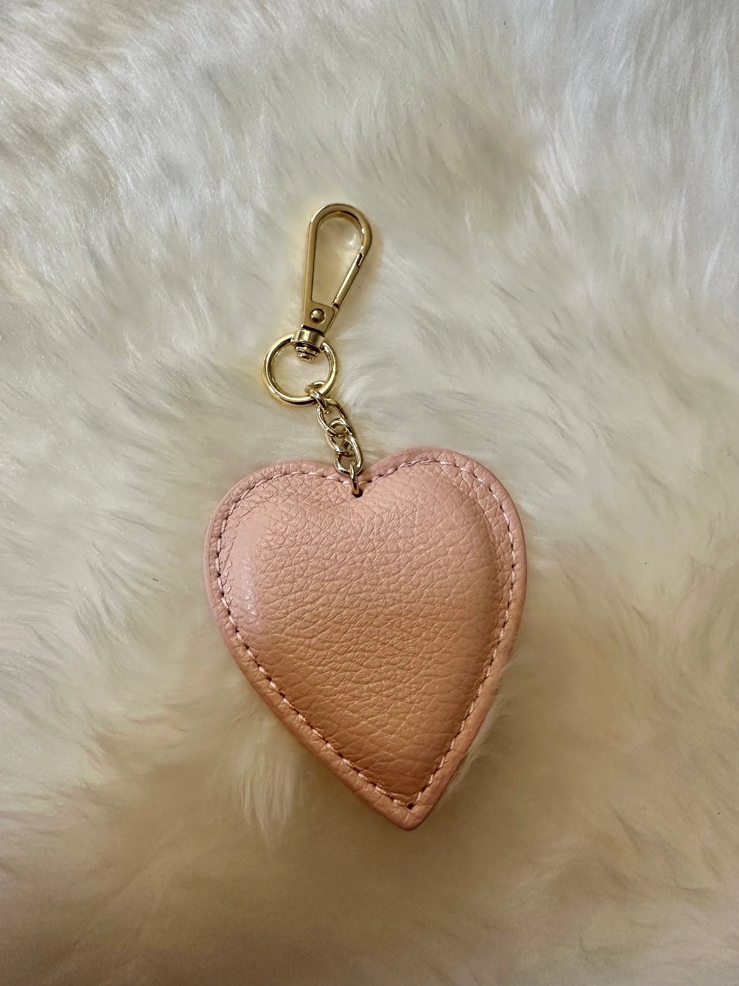 Heart keychain in real leather