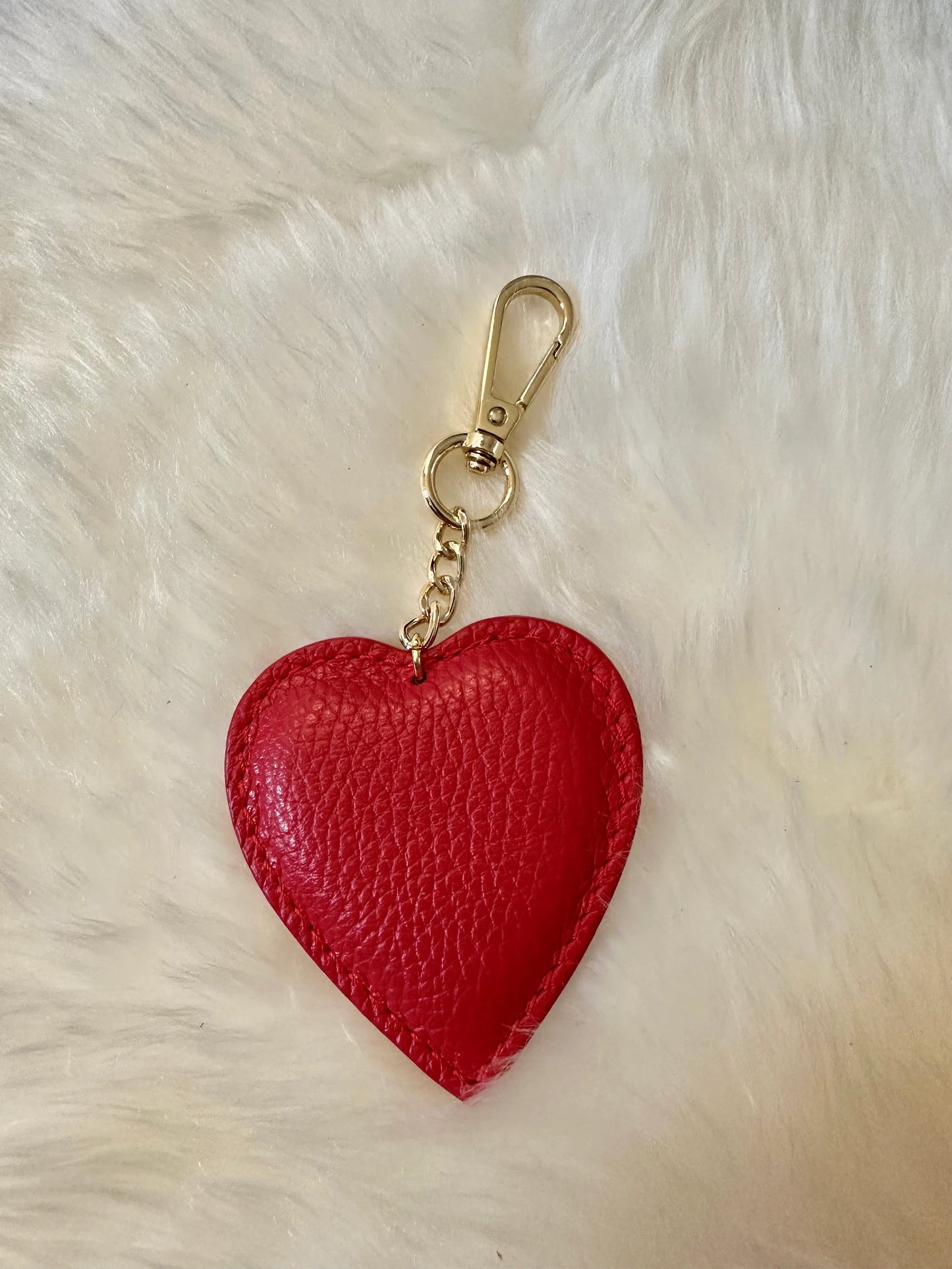 Heart keychain in real leather