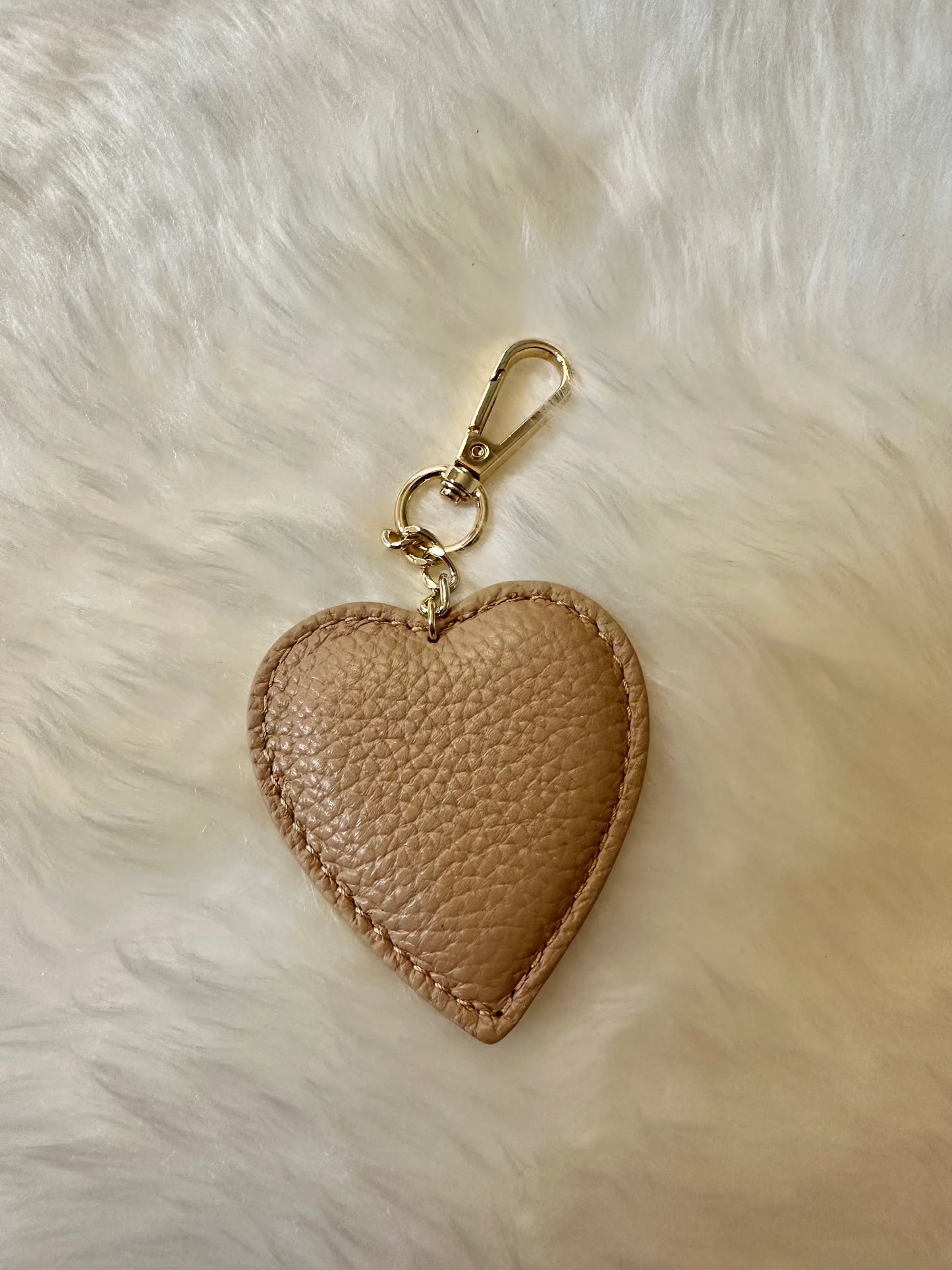 Heart keychain in real leather