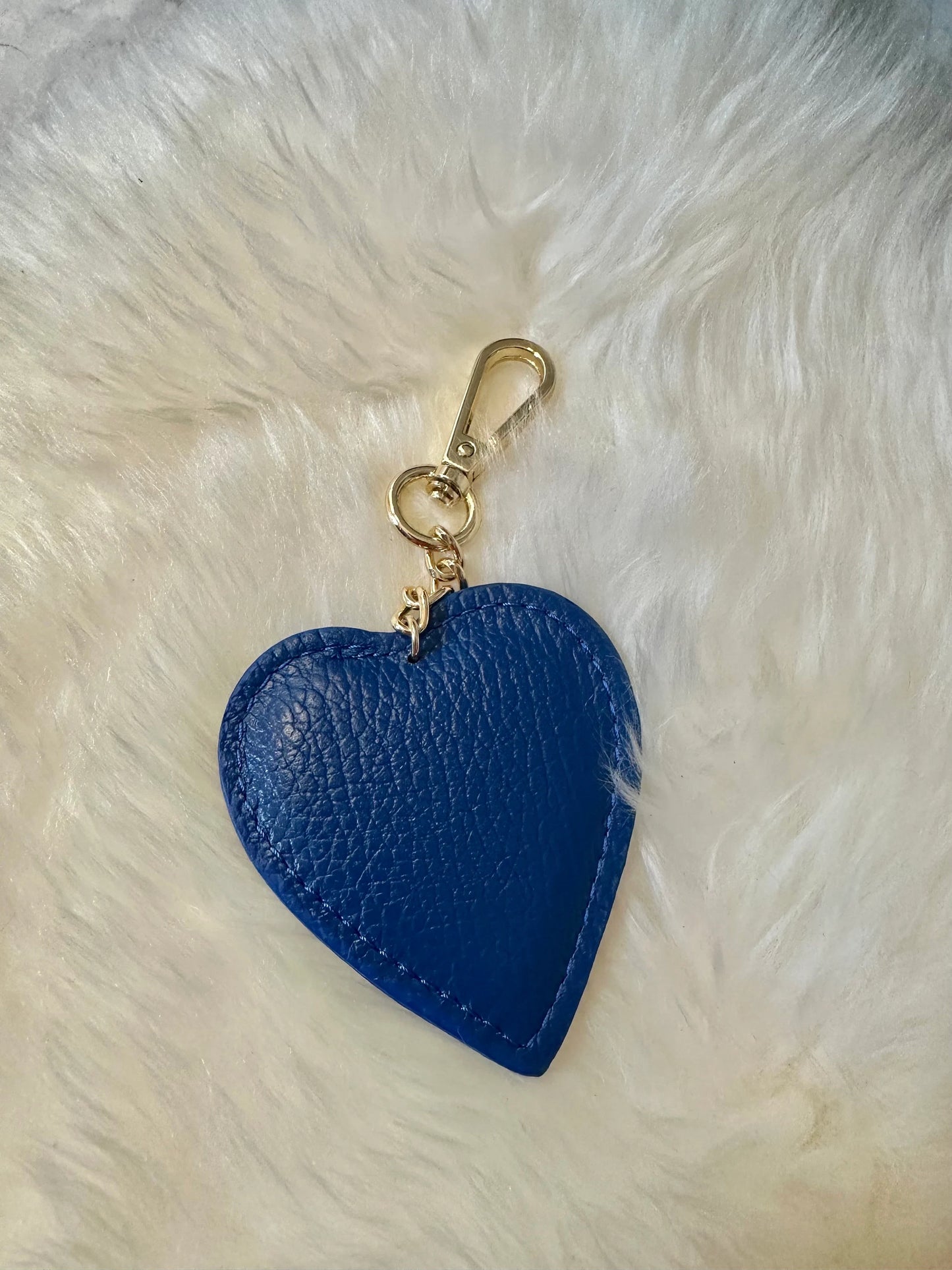 Heart keychain in real leather