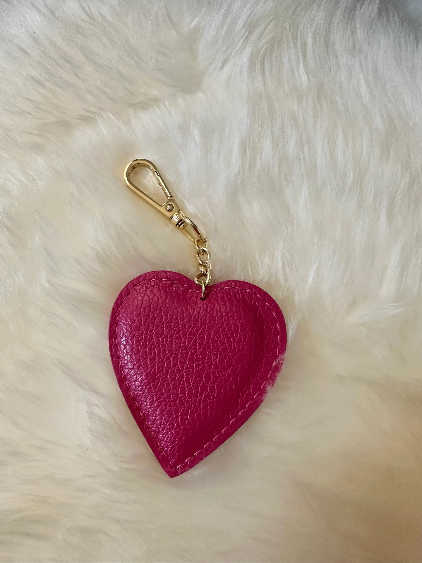 Heart keychain in real leather