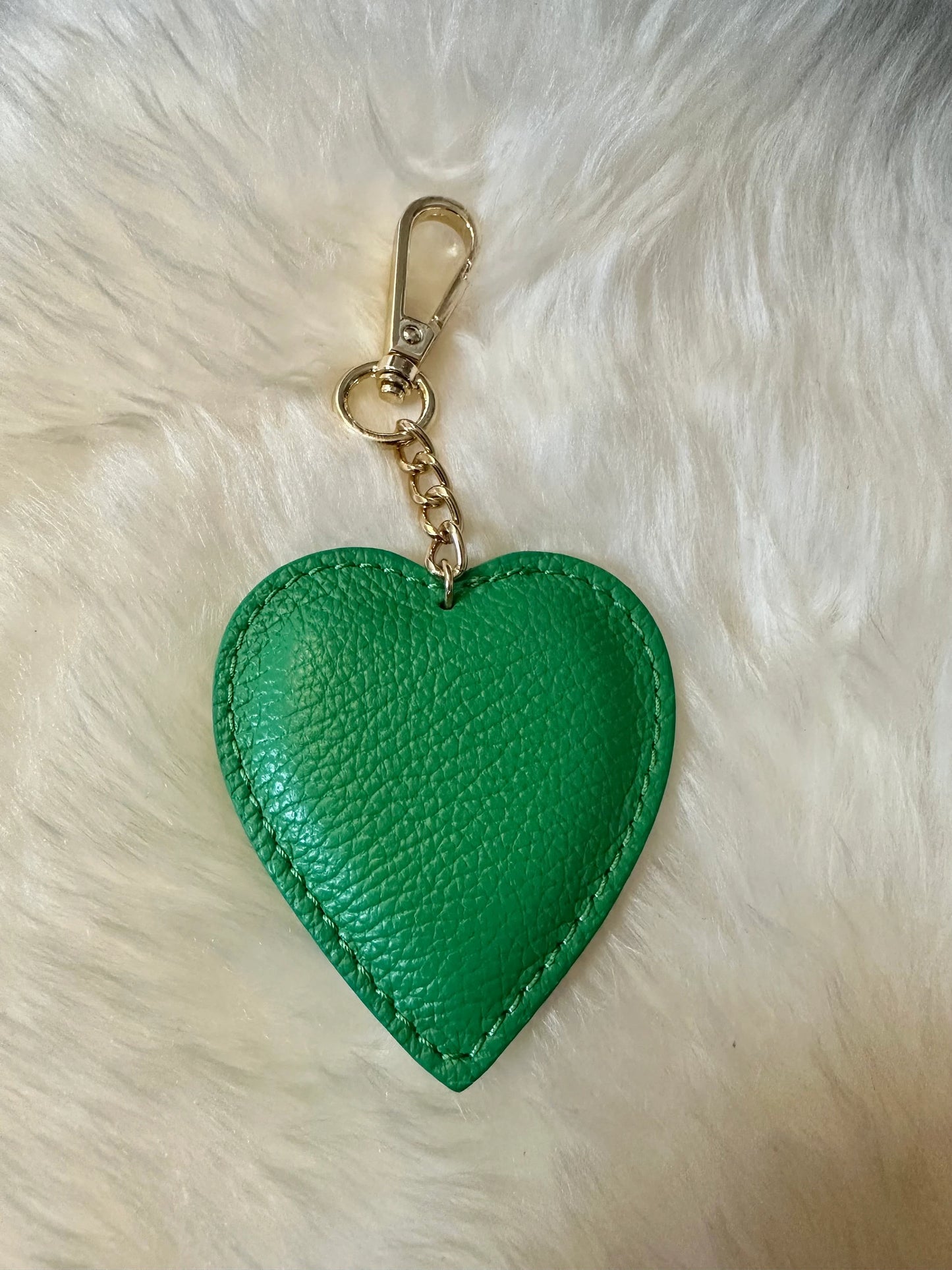 Heart keychain in real leather