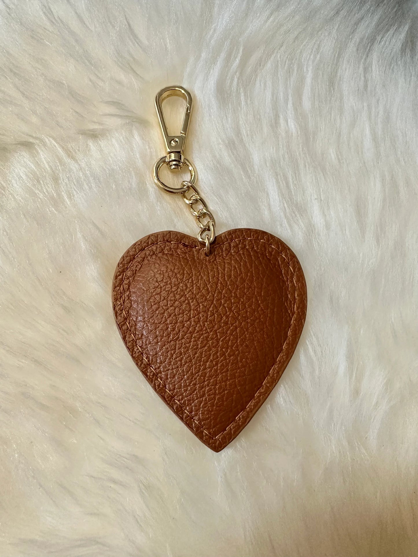 Heart keychain in real leather
