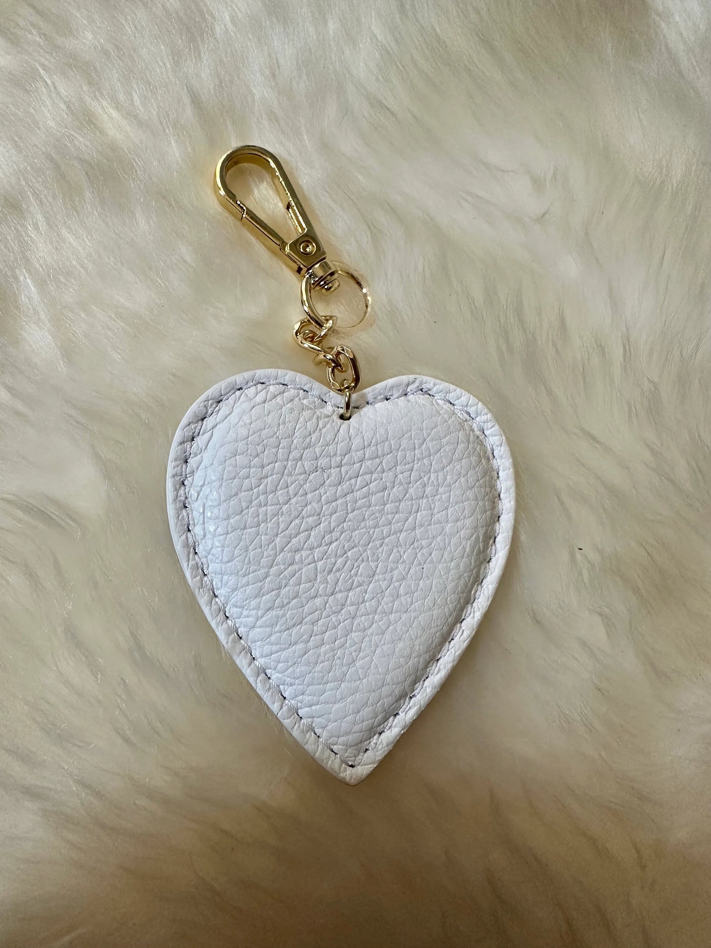 Heart keychain in real leather