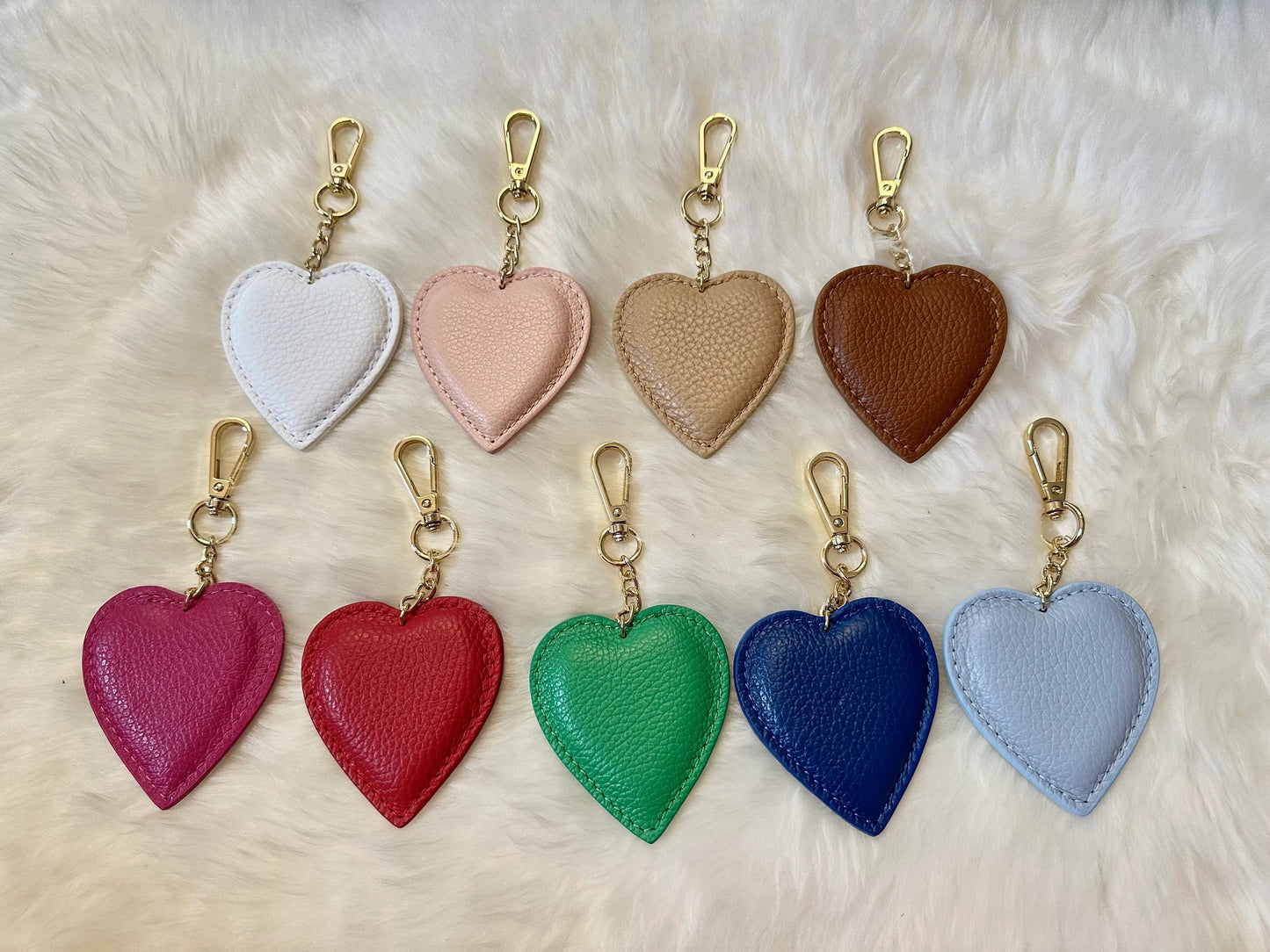 Heart keychain in real leather