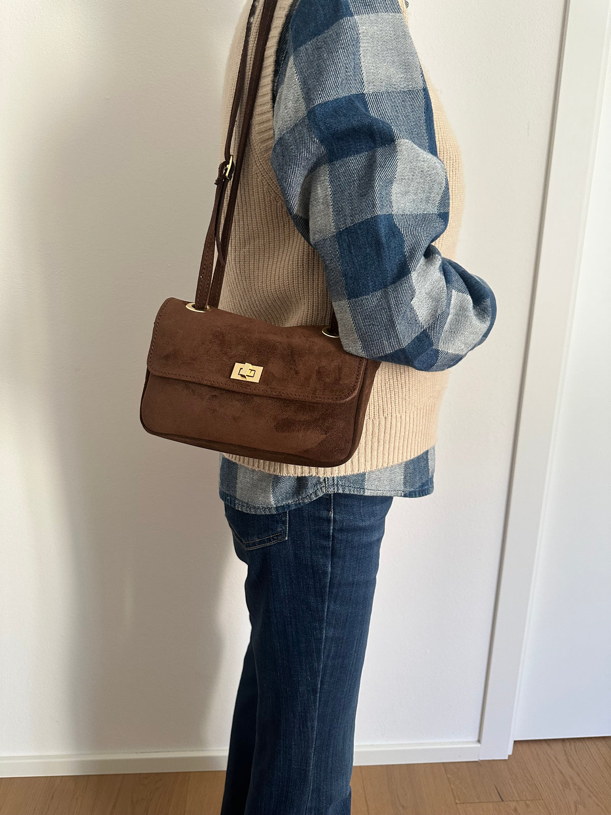 BLANCA- borsa a spalla camoscio