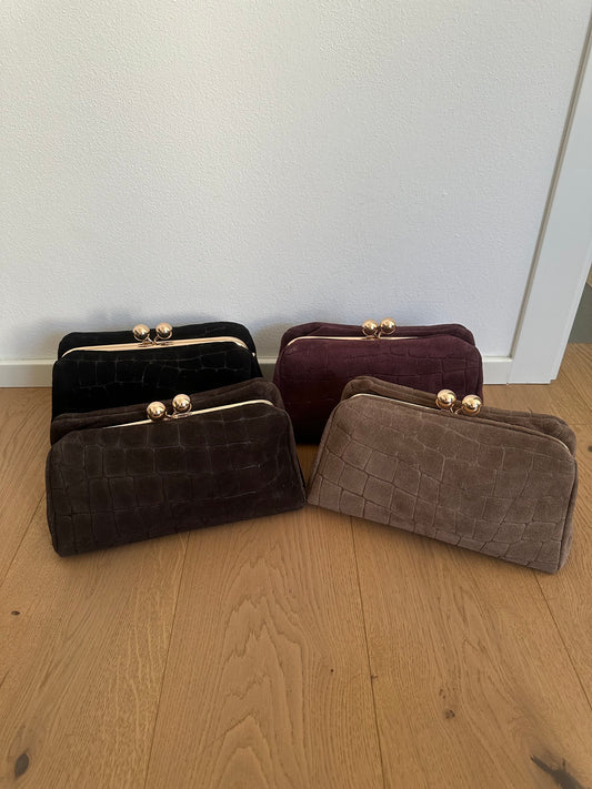 SASHA- Pochette/ clutch suede stampa cocco