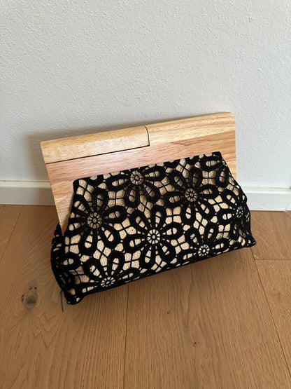 TINA clutch - rafia e legno