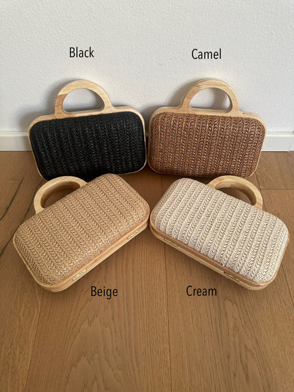ANNA clutch - rafia e legno