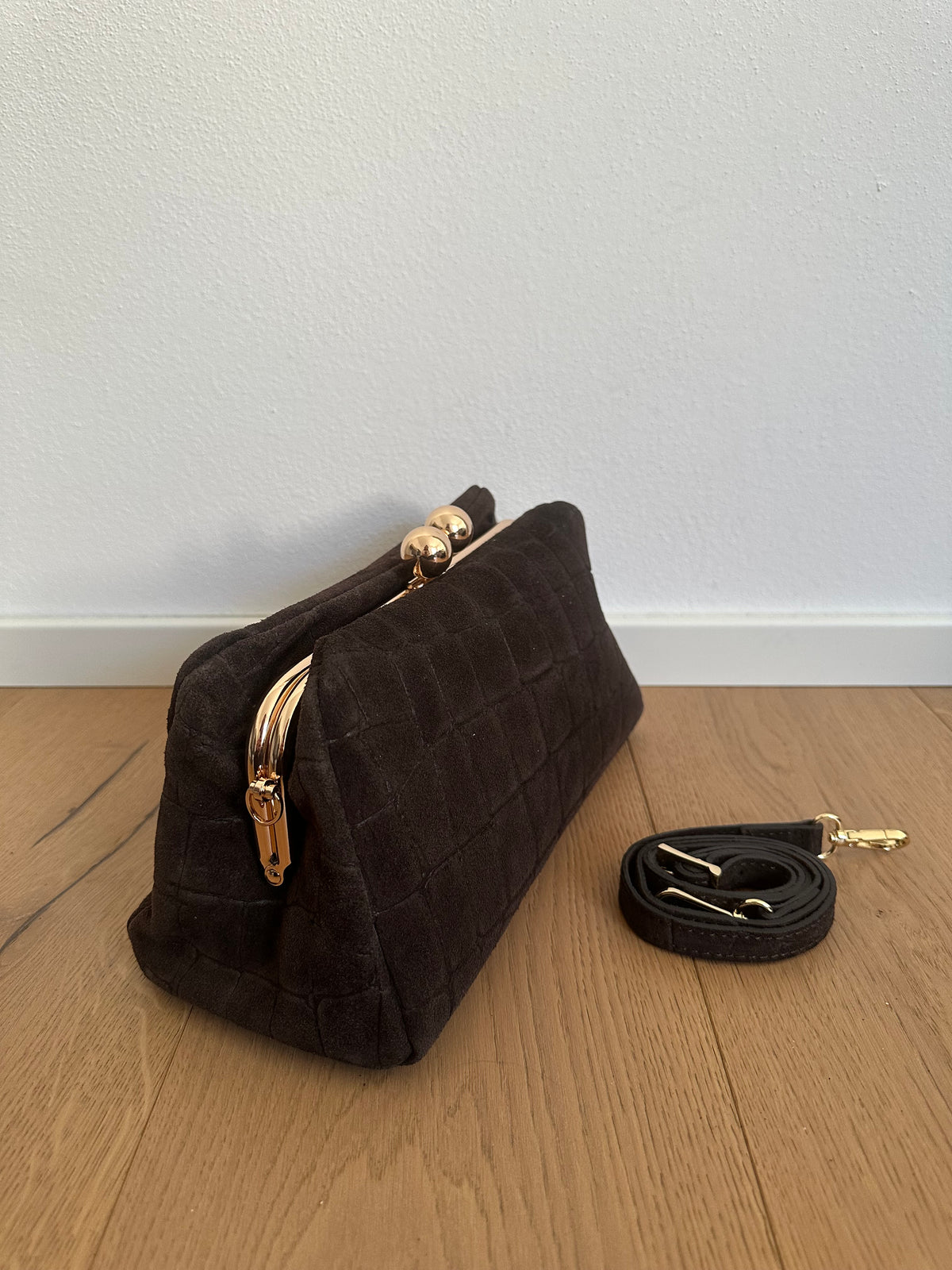 SASHA- Pochette/ clutch suede stampa cocco