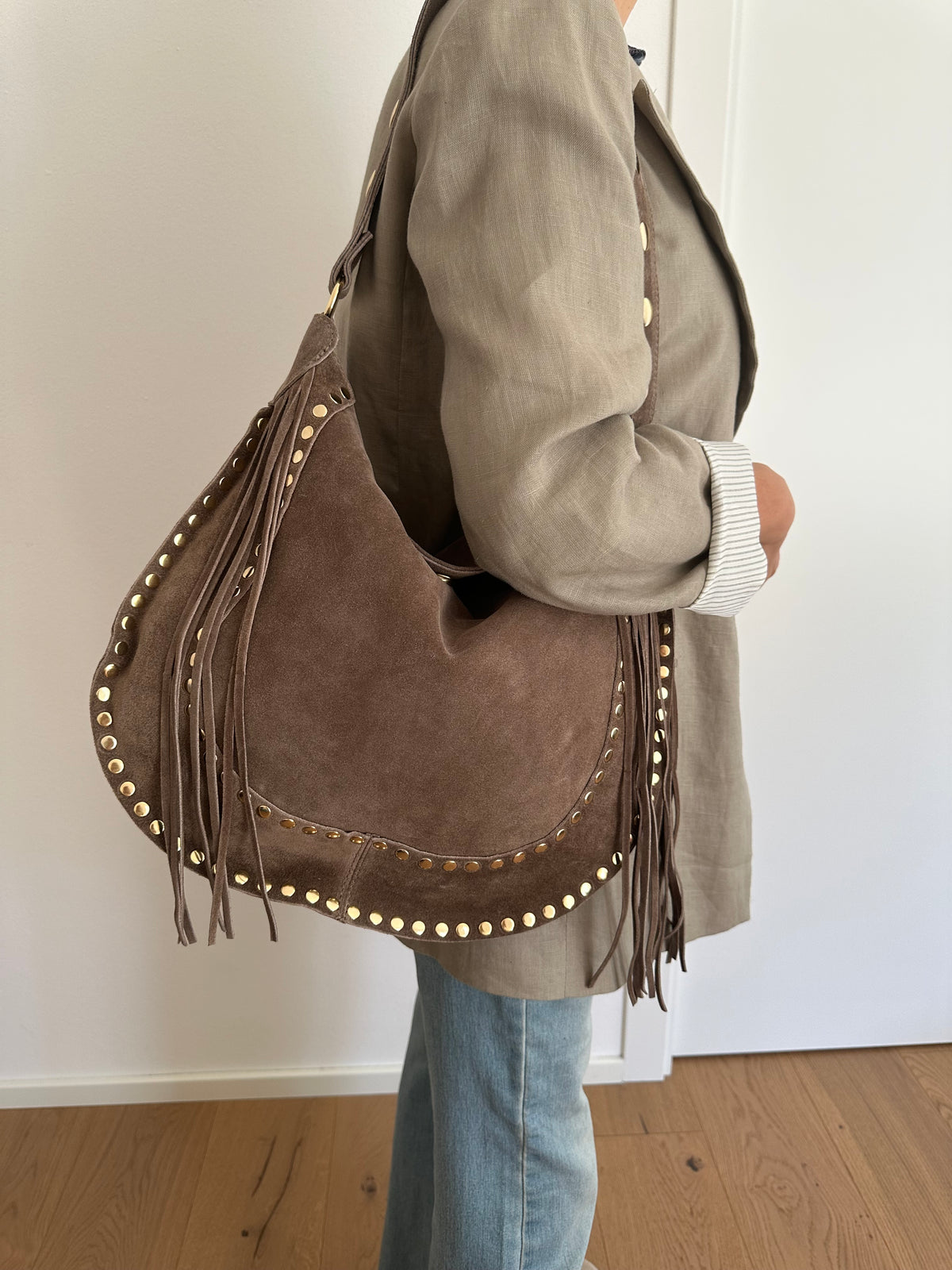DAXY- maxi/ borsa a spalla camoscio