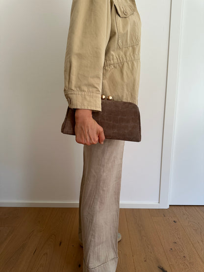 SASHA- Pochette/ clutch suede stampa cocco