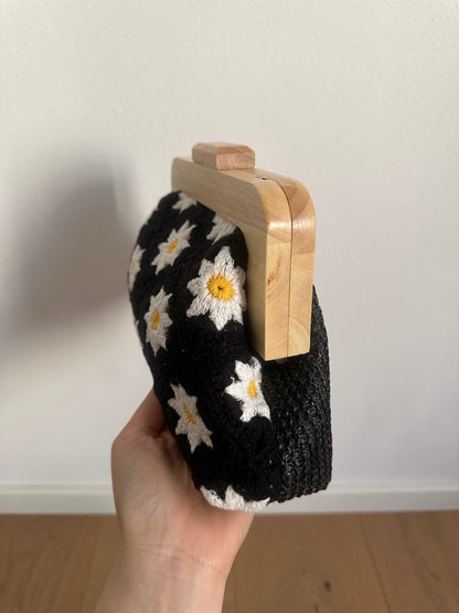 HANA clutch - rafia e ricamo