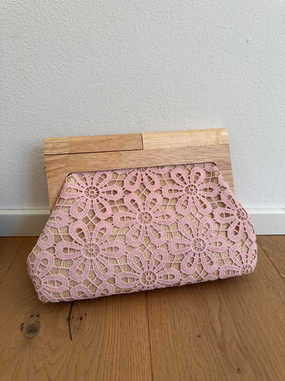 TINA clutch - rafia e legno