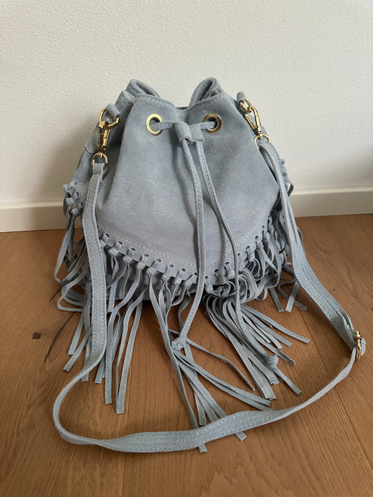 Wildleder-Beuteltasche – Fransen