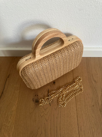 ANNA clutch - rafia e legno