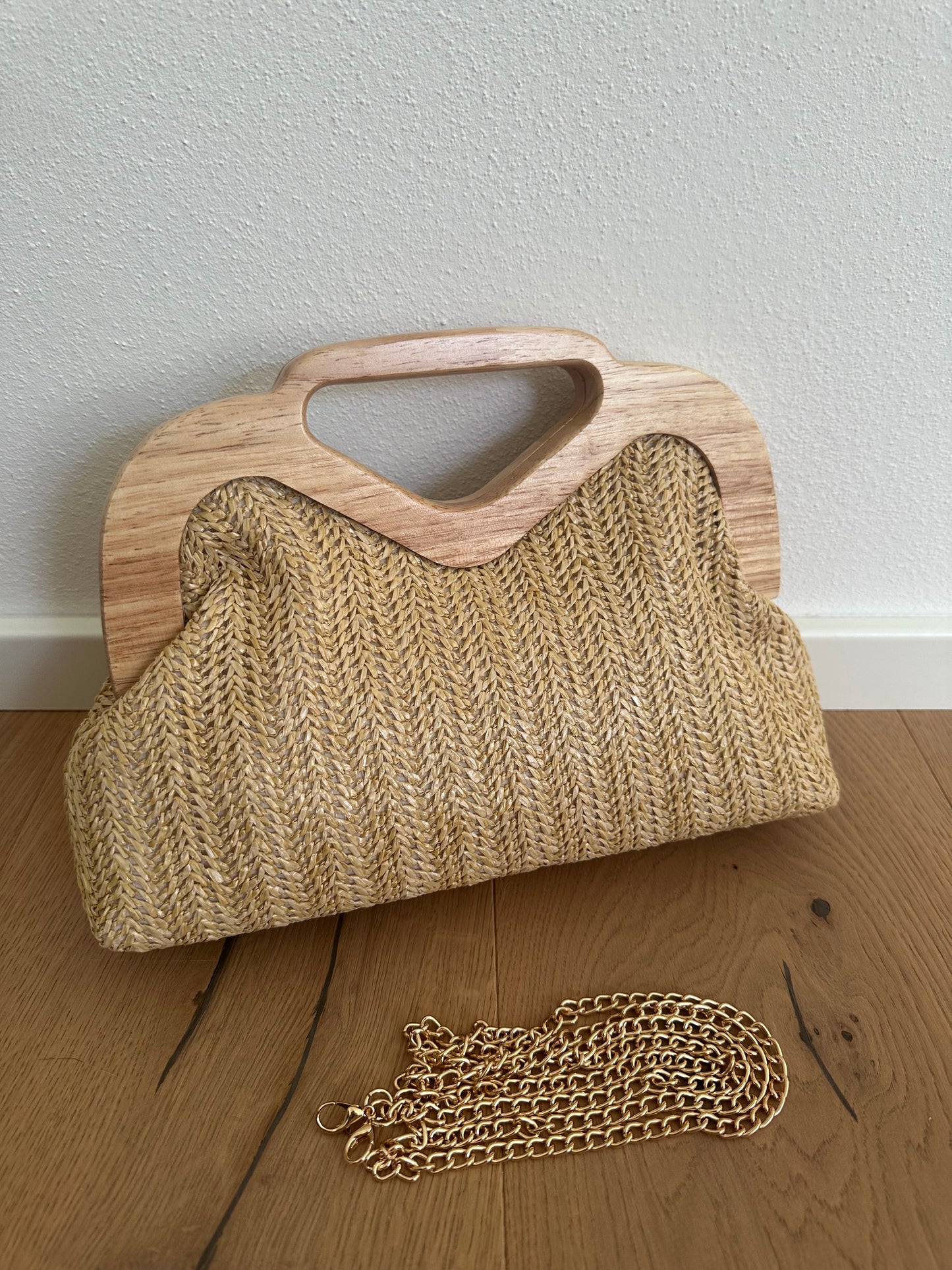 ELSA clutch - rafia e legno