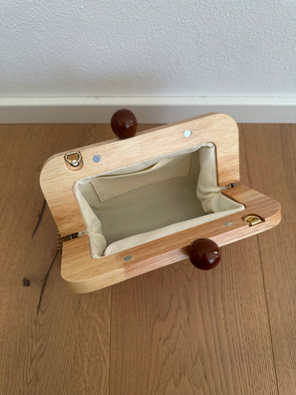POLLY clutch - rafia e legno