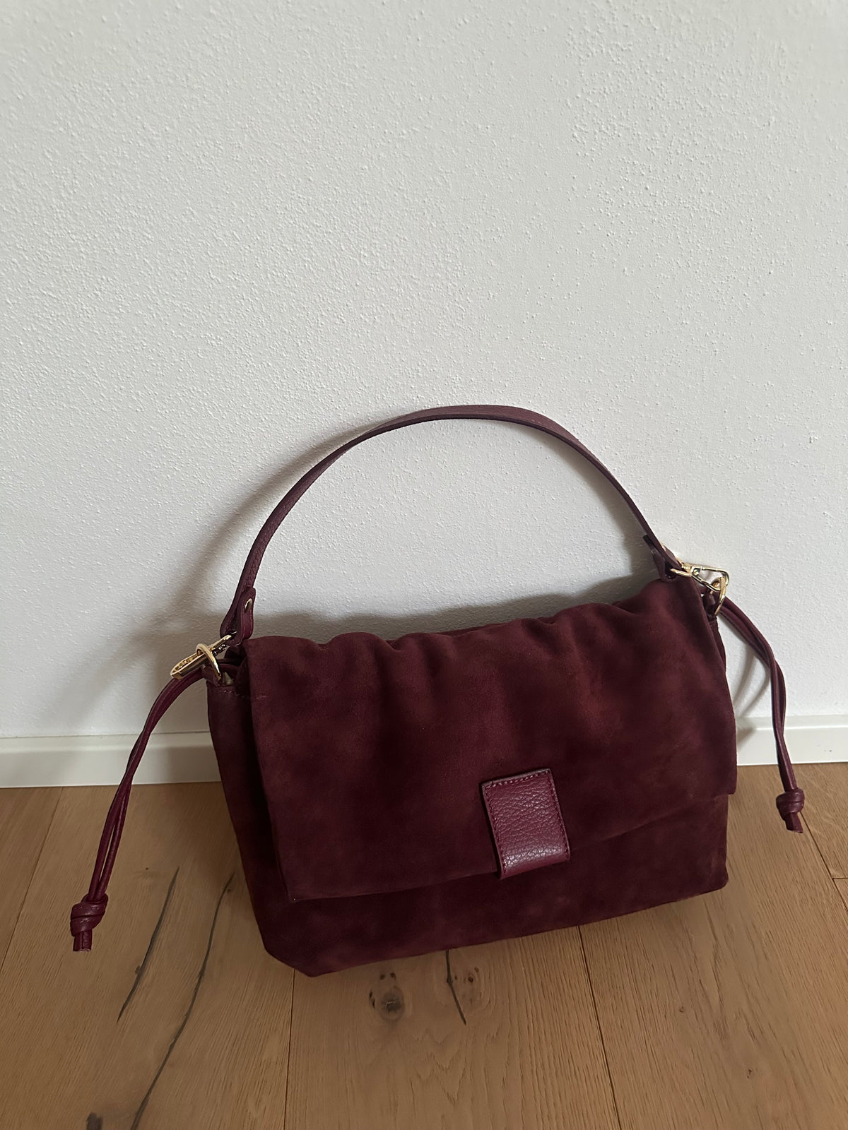 MIKA LARGE camoscio- borsa doppia tracolla