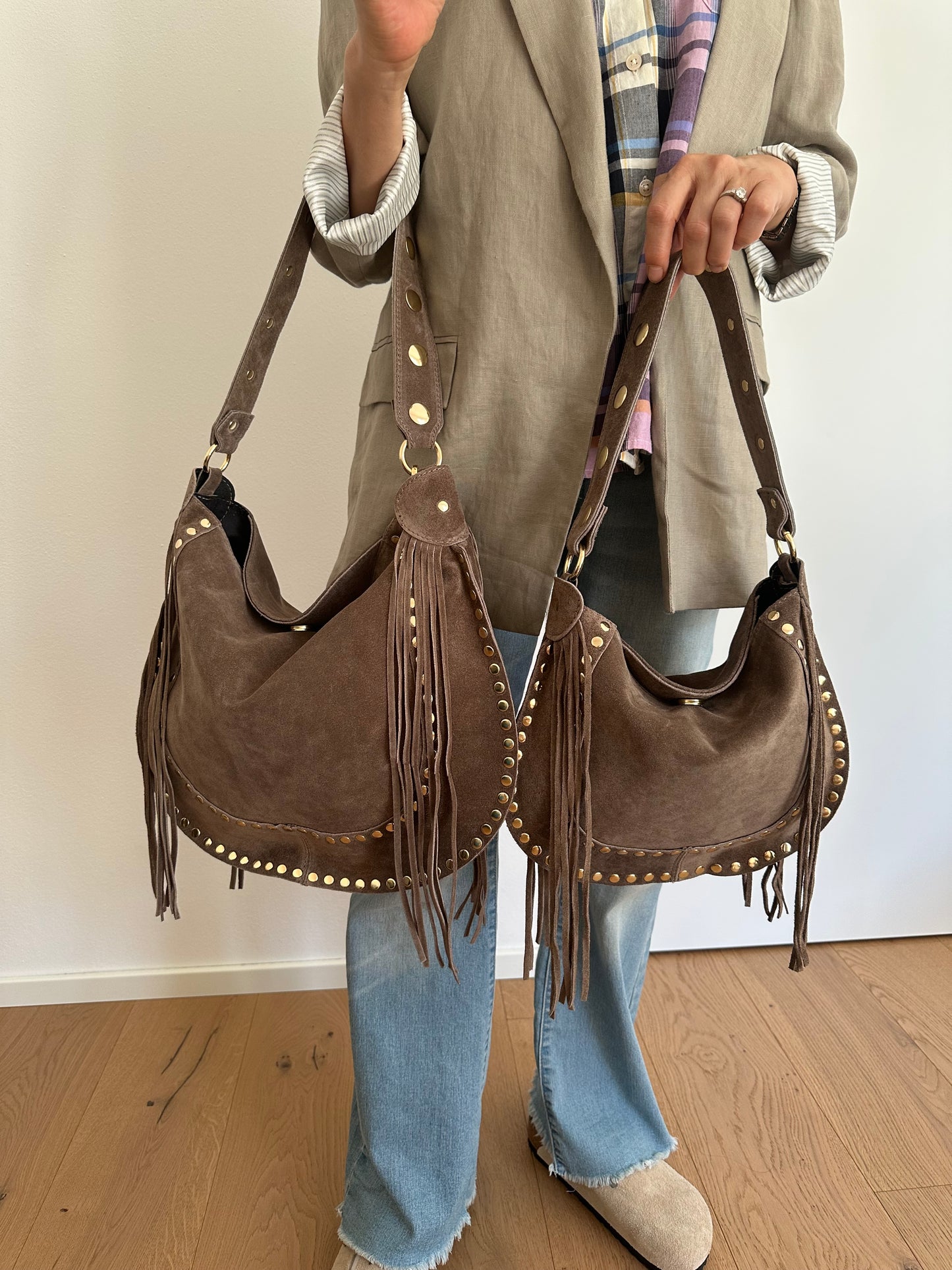 DAXY- medium/ borsa a spalla camoscio