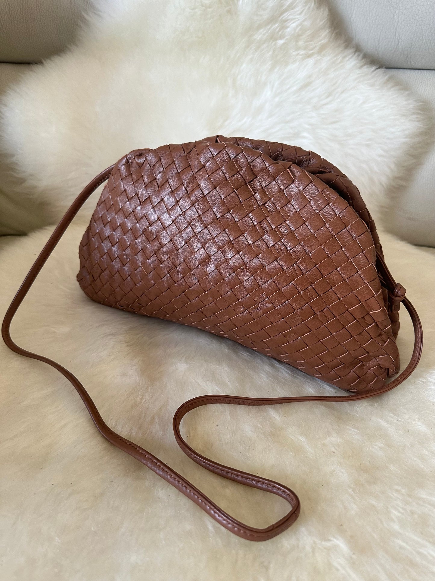 POUCH GRANDE intrecciata - vera pelle