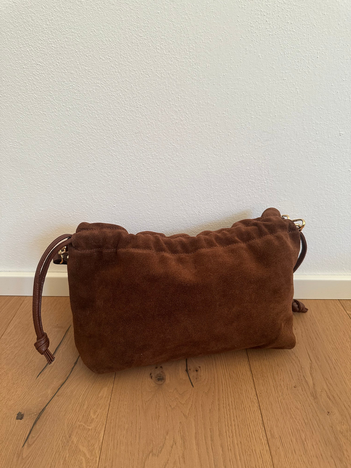 MIKA LARGE camoscio- borsa doppia tracolla