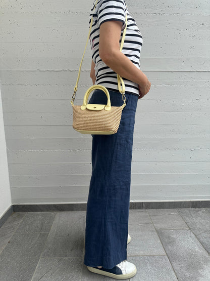 CHERIE – Raffia und echtes Leder