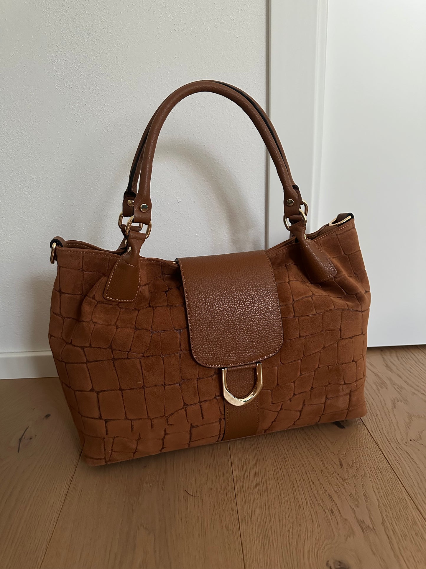 FIONA- shoulder bag camoscio stampa coccodrillo