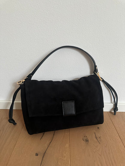 MIKA LARGE camoscio- borsa doppia tracolla