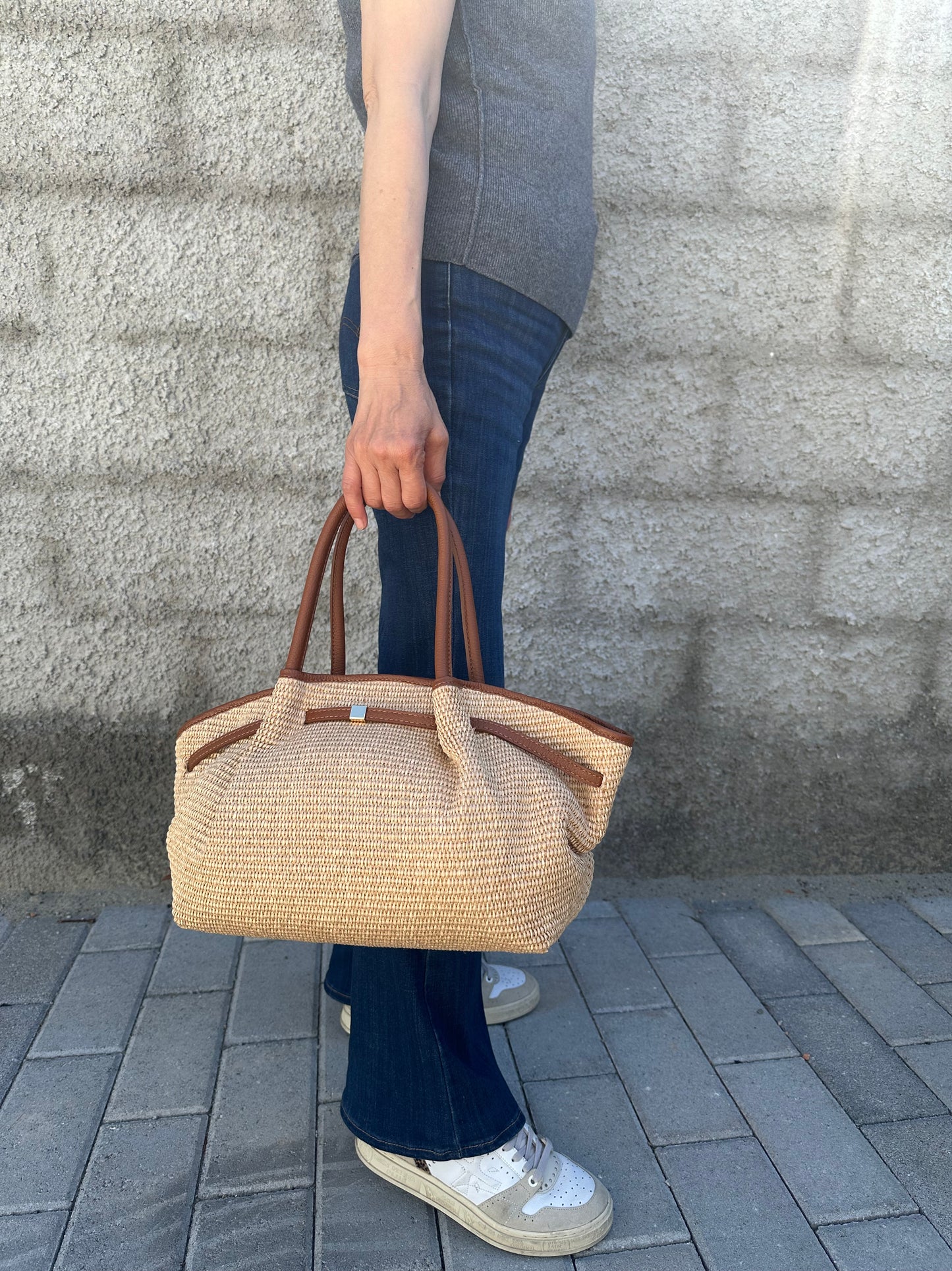 CORINNE LARGE- borsa a spalla rafia