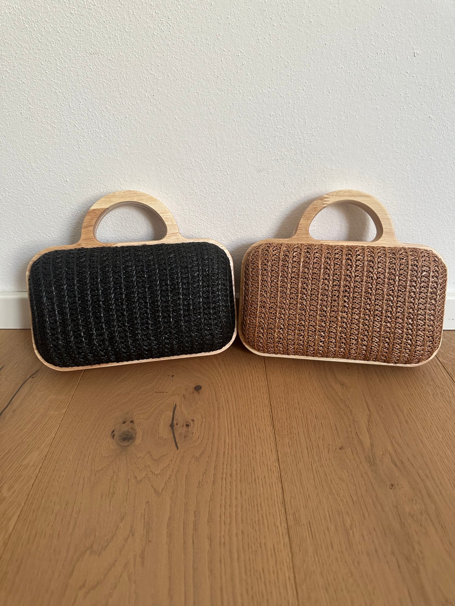 ANNA clutch - rafia e legno